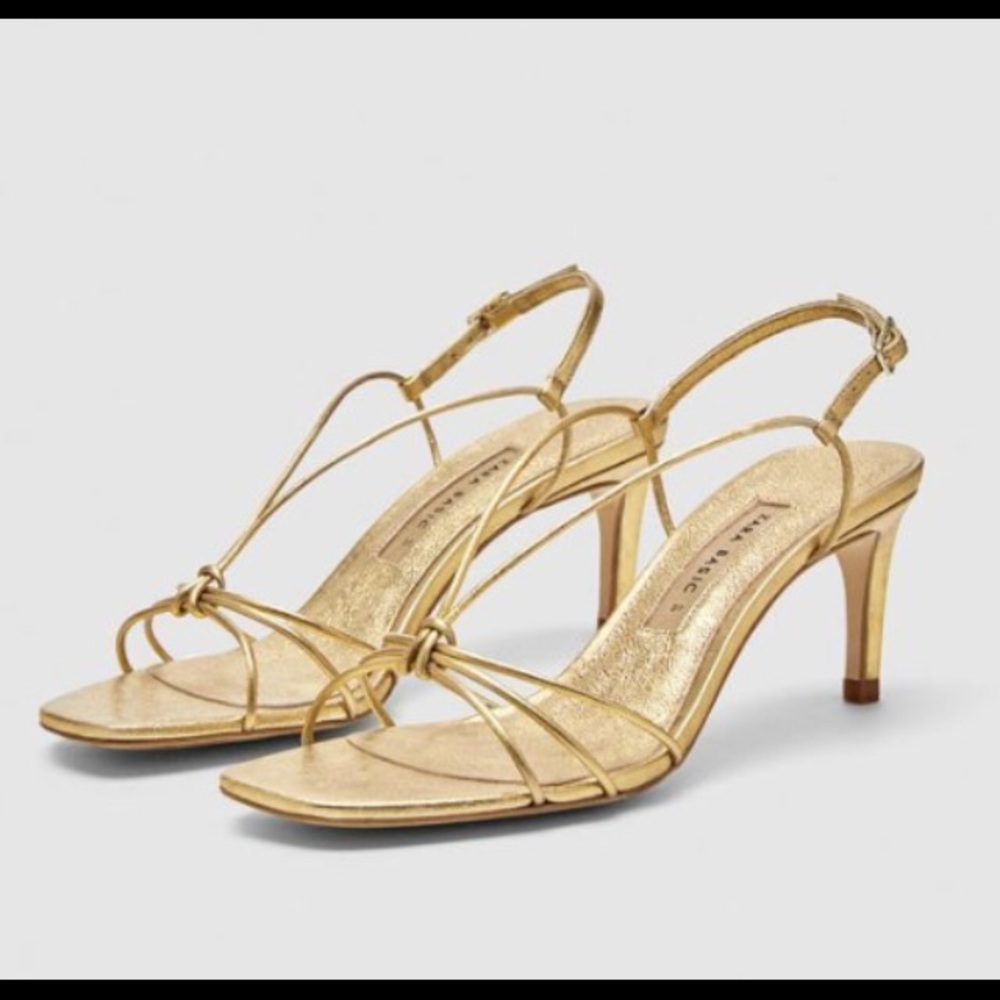 NWT Zara Gold Sandal heels